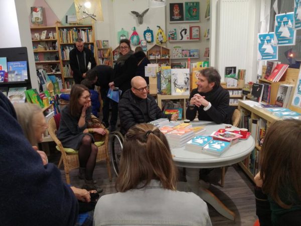 Photo souvenir de la rencontre avec Gilles Marchand, Nicolas Houguet et Amandine Cirez !