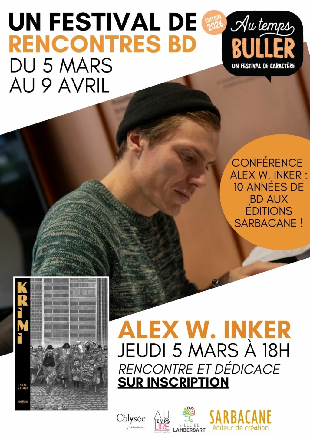 Jeudi 5 mars à 18h : Rencontre et dédicace avec Alex W. Inker – sur inscription !